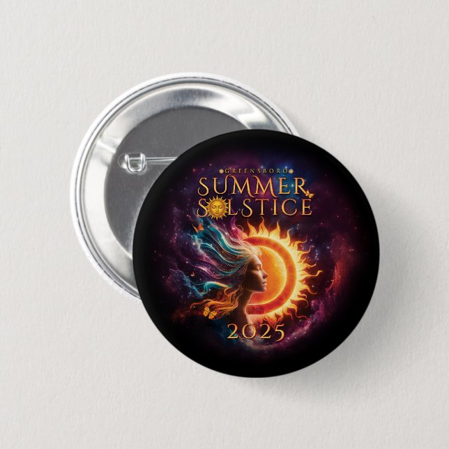 2025 Greensboro Summer Solstice Festival Dated 2 Inch Round Button (Front & Back)