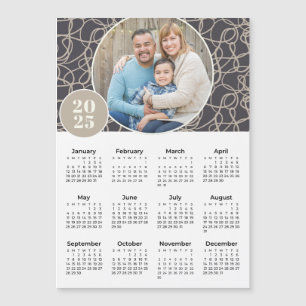 2025 Grey Beige Custom Photo Magnetic Calendar