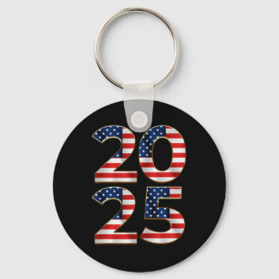 2025 Happy New Year American Us Flag Patriotic 4th Keychain