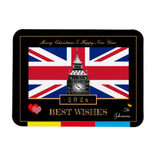 2025 Happy New Year, British Flag, Big Ben UK Magnet