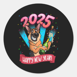 2025 Happy New Year German Shepherd Edition Classic Round Sticker
