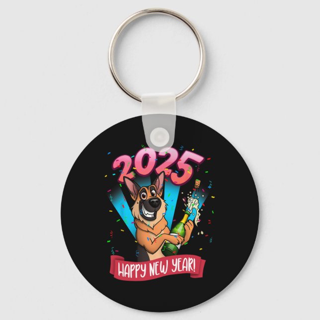 2025 Happy New Year German Shepherd Edition  Keychain (Front)