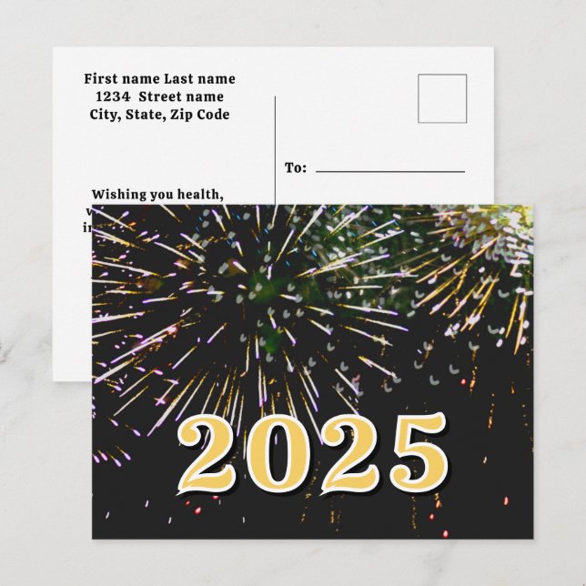 2025,Happy new year!holiday Firework Merry Christm Postcard (Front/Back)
