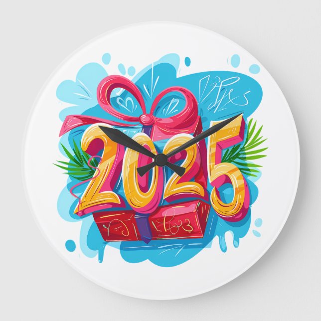 2025 Happy New Year  Large Clock (Front)