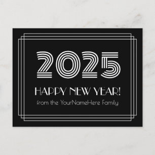 2025 HAPPY NEW YEAR! & Personalized Name Postcard