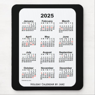 2025 Holiday Two Tone Black Calendar by Janz Mouse Pad
