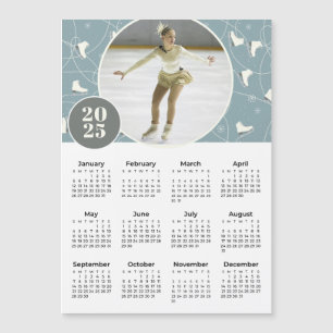 2025 Ice Skates Custom Photo Magnetic Calendar