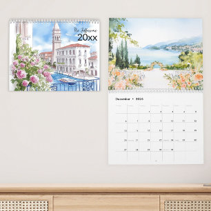 2025 Italy Scenery Watercolor Family Calendar