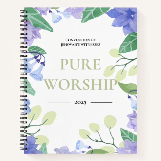2025 JW convention pure worship blue floral design Notebook (Front)