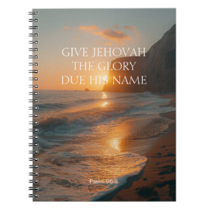 2025 JW Year Text Psalm 96:8 sea with sunset Notebook