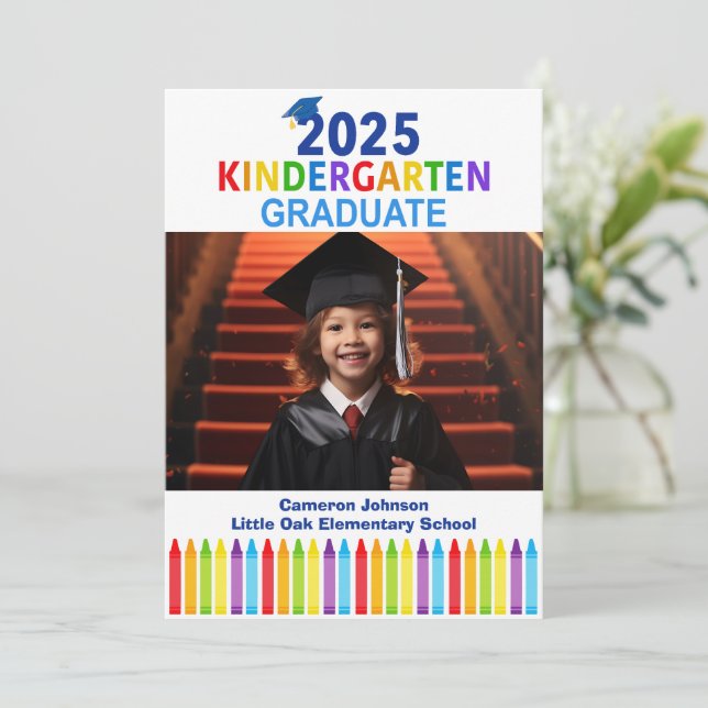 2025 Kindergarten Custom Kids Photo Graduation Announcement (Standing Front)