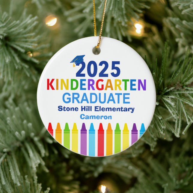 2025 Kindergarten Graduate Cute Custom Graduation Ceramic Ornament (Tree)
