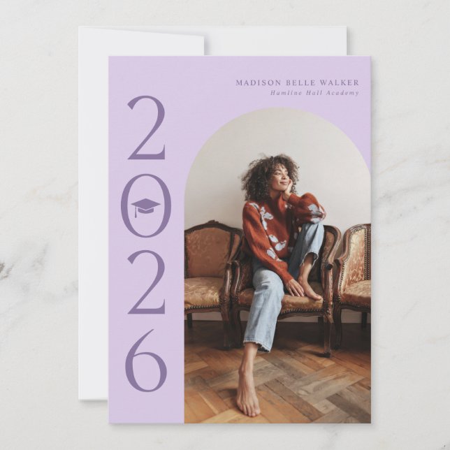 2025 Lavender Arch Graduation Announcement (Front)