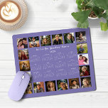 2025 Lavender Multiple Photo Collage Calendar Mouse Pad<br><div class="desc">🌟2025 Lavender Purple Periwinkle Multiple Photo Collage Calendar Mouse Pad featuring a simple, minimalist year-at-a-glance calendar and 18 of your favourite photos. All the colours are all customizable. Makes a great gift for grandparents, parents, aunts, uncles, godparents, and more! Please contact us at cedarandstring@gmail.com if you need assistance with the...</div>