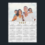 2025 Magnetic Calendar White Marble Your Photo<br><div class="desc">Create a unique 2025 full year calendar magnet with a custom photo on a stylish white marble background. The black, grey and white design with a colourful picture is perfect as a practical gift idea or a keepsake for Christmas and New year for family, friends, colleagues and everyone who you'd...</div>