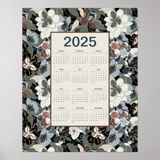 2025 Magnolia Floral Calendar Poster (Front)