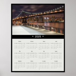 2025 Manhattan Bridge Wall Calendar Poster