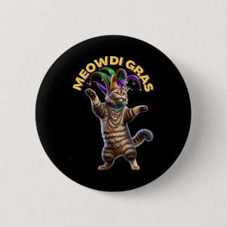 2025 Matching Mens Womans Funny Meowdi Gras Cat Ma 2 Inch Round Button
