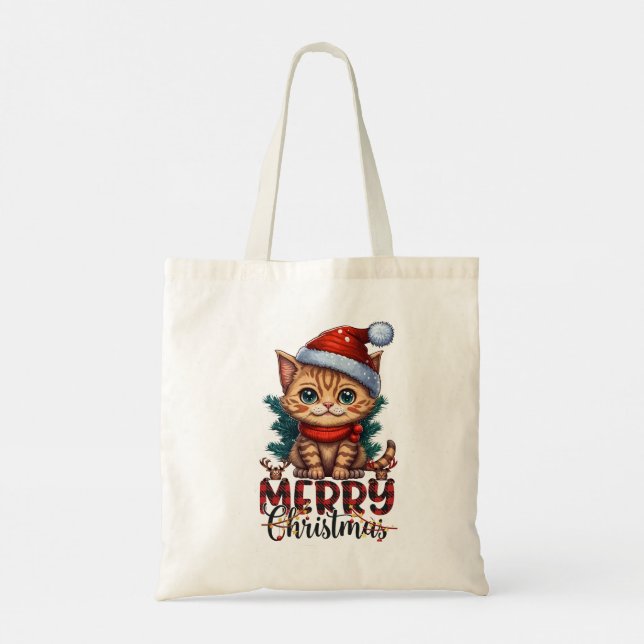 2025 Merry Christmas Cat Tote Bag (Back)
