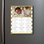 2025 Mini Calendars | Personalized Photo<br><div class="desc">A cute little 2025 mini calendar to stick on your frig! Add your new baby's photo and edit the family name in the personalize area. Gold stripes background.</div>