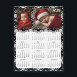 2025 Mini Calendars | Snowflakes Background<br><div class="desc">A cute little 2025 mini calendar to stick on your frig! Add your family photo and edit the text to put a holiday greeting in the personalize area. Background is black and white snowflakes.</div>