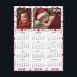 2025 Mini Calendars | Snowflakes Background<br><div class="desc">A cute little 2025 mini calendar to stick on your frig! Add your family photo and edit the text to put a holiday greeting in the personalize area. Background is red and white snowflakes.</div>