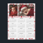 2025 Mini Calendars | Snowflakes Background<br><div class="desc">A cute little 2025 mini calendar to stick on your frig! Add your family photo and edit the text to put a holiday greeting in the personalize area. Background is red and white snowflakes.</div>