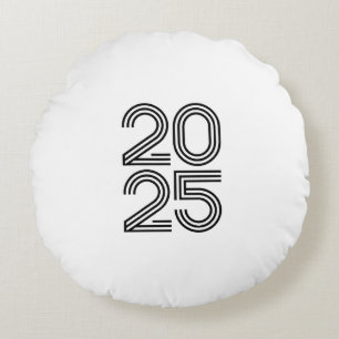 2025 Minimalist T-Shirt - Design for New Year Round Pillow