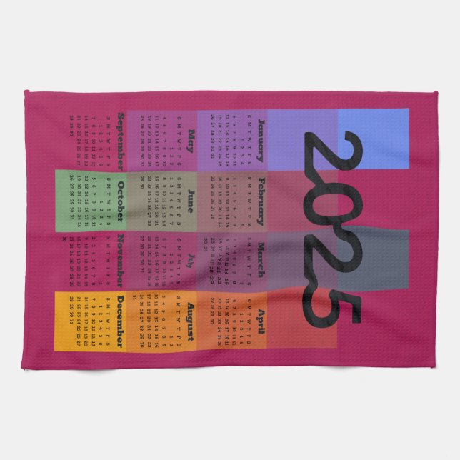 2025 Modern Geometric Calendar Kitchen Towel (Horizontal)