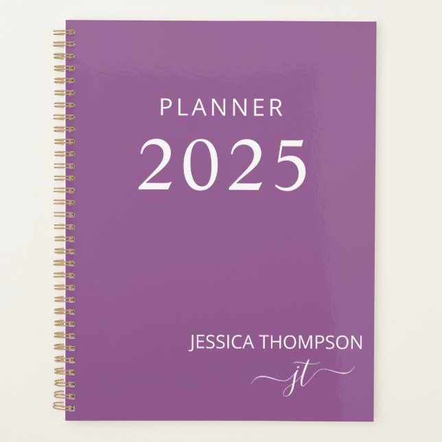 2025 Modern Girly Dusty Purple Monogramme Nom (Devant)