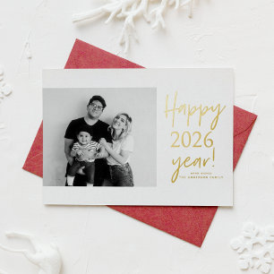 2025 Modern Handwritting Happy New Year Foil Holiday Card