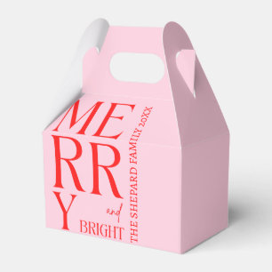 2025 Modern Merry and Bright Red Pink Christmas Favor Box