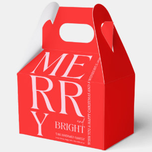 2025 Modern Merry and Bright Red Pink Christmas Favor Box