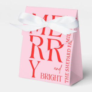 2025 Modern Merry and Bright Red Pink Christmas Favor Box