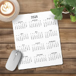 2025 Modern Minimalist Black and White Calendar Mouse Pad<br><div class="desc">🌟This is for 2025🌟 2025 Modern Simple Black and White Calendar Mouse Pad featuring a simple,  minimalist year-at-a-glance calendar. This is a simple black and white,  but the colours are all customizable. Please contact us at cedarandstring@gmail.com if you need assistance with the design or matching products.</div>
