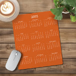 2025 Modern Minimalist Burnt Orange Calendar Mouse Pad<br><div class="desc">🌟This is for 2025🌟 2025 Modern Simple Burnt Orange and White Calendar Mouse Pad featuring a simple,  minimalist year-at-a-glance calendar. The colours are all customizable. Please contact us at cedarandstring@gmail.com if you need assistance with the design or matching products.</div>