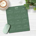 2025 Modern Minimalist Sage Green Calendar Mouse Pad<br><div class="desc">🌟This is for 2025🌟 2025 Modern Simple Pastel Sage Green and White Calendar Mouse Pad featuring a simple,  minimalist year-at-a-glance calendar. The colours are all customizable. Please contact us at cedarandstring@gmail.com if you need assistance with the design or matching products.</div>
