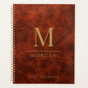 2025 Monogrammed Elegant Gold Brown Modern Planner