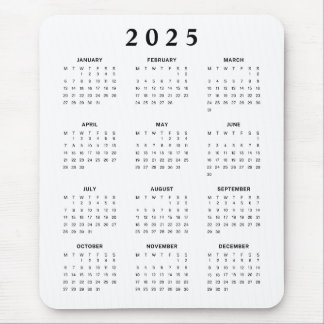 2025 Monthly Calendar Mouse Pad