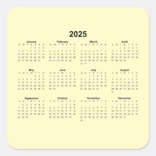 2025 Monthly Calendar Square Sticker