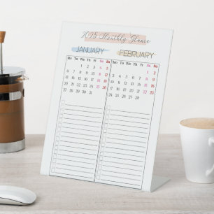 2025 Monthly Glance Calendar Pedestal Sign
