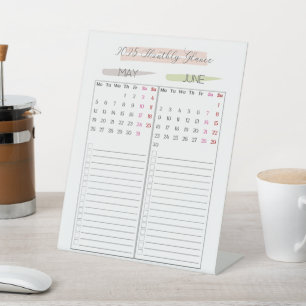 2025 Monthly Glance Calendar  Pedestal Sign
