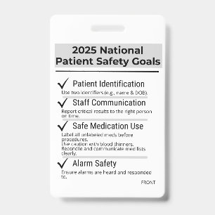 2025 National Patient Safety Goals Badge Card