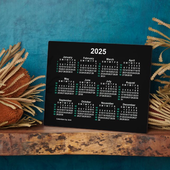 2025 Neon 52 Week ISO Desk Calendar by Janz 8x10 Plaque (Side)