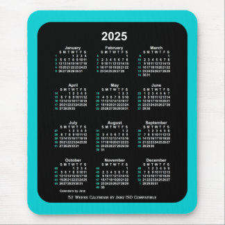 2025 Neon 52 Weeks ISO Calendar by Janz Two Tone Mouse Pad