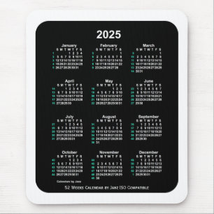 2025 Neon 52 Weeks ISO Calendar by Janz Two Tone Mouse Pad