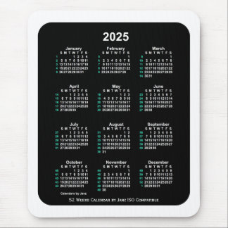 2025 Neon 52 Weeks ISO Calendar by Janz Two Tone Mouse Pad