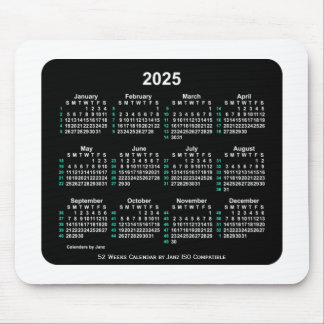 2025 Neon 52 Weeks ISO Calendar by Janz Two Tone Mouse Pad
