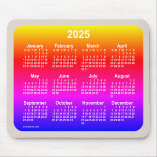 2025 Neon Rainbow Calendar by Janz Two Tone Mouse Pad