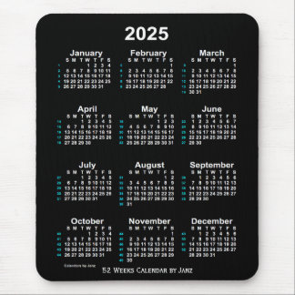 2025 Neon White 52 Week Calendar by Janz Mouse Pad